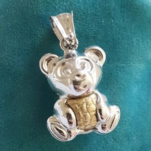 14K 2-Tone Gold Teddy Bear Pendant.